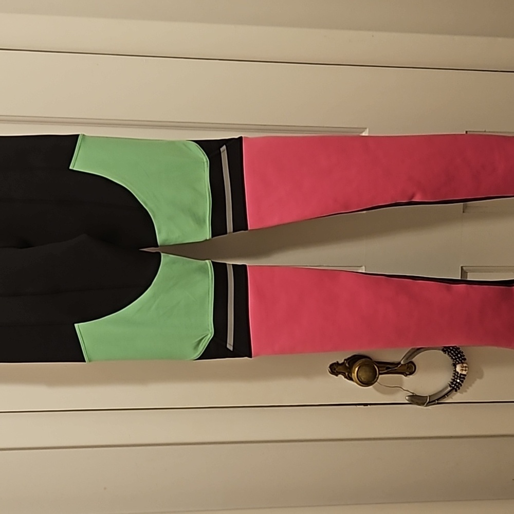 Adidas by Stella McCartney Black, Pink, and Green Leggings